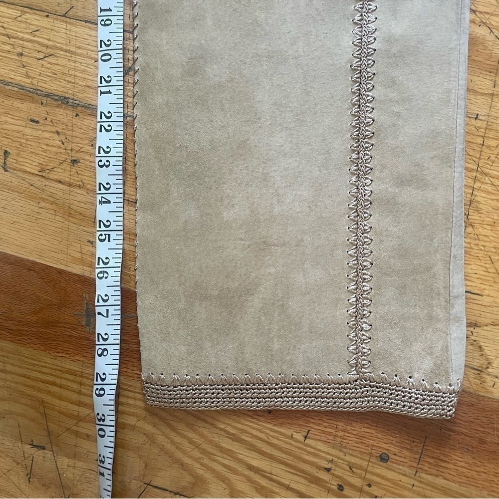 SMH Vintage Tan Leather Crochet Trim Pants Size 10 - Picture 7 of 8